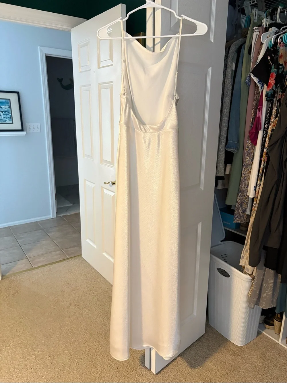 Abercrombie & Fitch Ivory Satin Maxi Dress